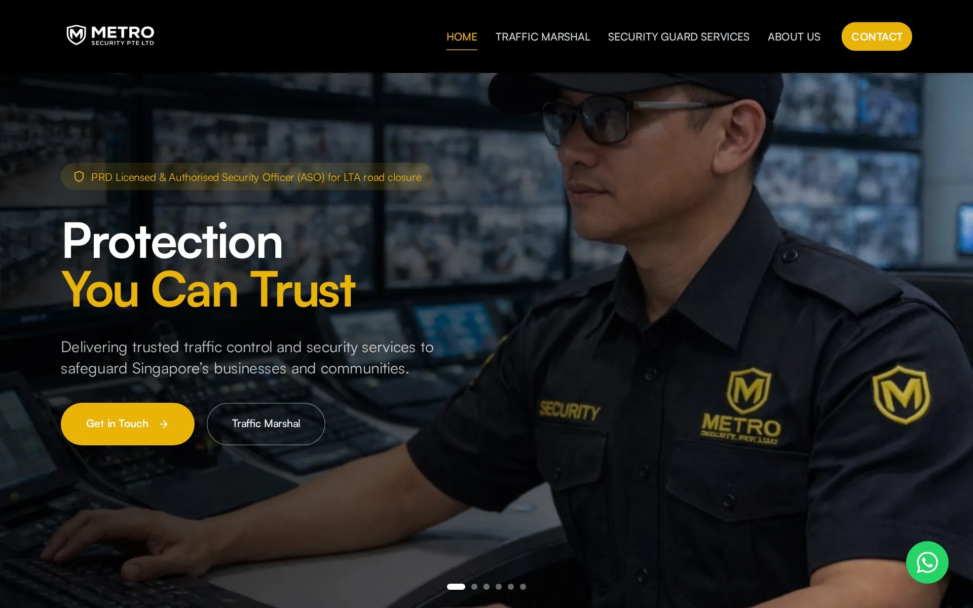 Screenshot of the Metro Security website